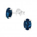 Silver Oval Ear Studs with Genuine European Crystal