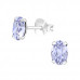 Silver Oval Ear Studs with Genuine European Crystal