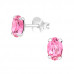 Silver Oval Ear Studs with Genuine European Crystal