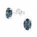 Silver Oval Ear Studs with Genuine European Crystal