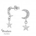 Silver Moon and Star Ear Studs with Crystal