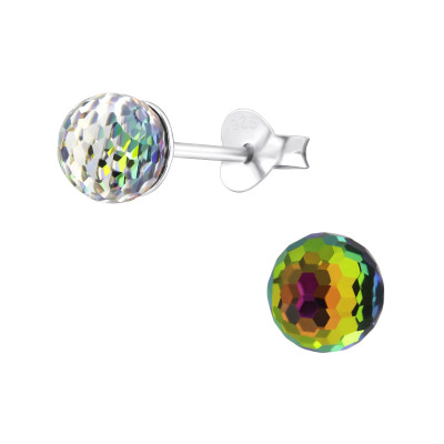 Silver Disco Ball Ear Studs with Genuine European Crystals 