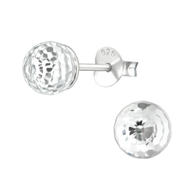 Silver Disco Ball Ear Studs with Genuine European Crystals 