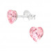 Silver Heart Ear Studs with Genuine European Crystal