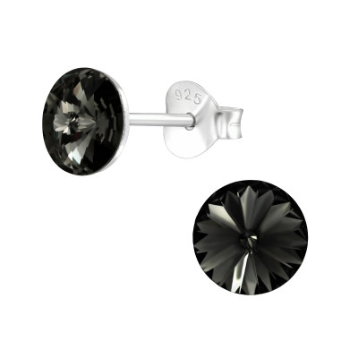 Silver Geometric Ear Studs with Genuine European Crystals