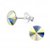 Silver Geometric Ear Studs with Genuine European Crystals