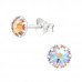 Silver Round Ear Studs with Genuine European Crystal