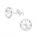 Silver Round Ear Studs with Genuine European Crystal