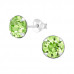 Round Sterling Silver Ear Studs with Genuine European Crystal