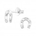 Silver Horseshoe Ear Studs with Crystal