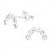 Silver Semi Circle Ear Studs with Crystal