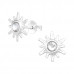 Silver Sun Ear Studs with Crystal