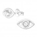 Silver Evil Eye Ear Studs with Crystal