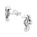 Silver Seahorse Ear Studs with Crystal