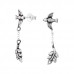 Bird and Leaf Sterling Silver Ear Studs with Crystal