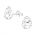 Silver Pear Ear Studs with Crystal