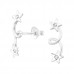 Silver Star Climber Ear Studs with Crystal