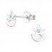 Silver Moon and Star Ear Studs with Crystal