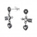 Heart and Arrow Sterling Silver Ear Studs with Crystal