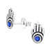 Silver Hamsa Ear Studs with Crystal