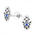 Silver Hamsa Ear Studs with Crystal