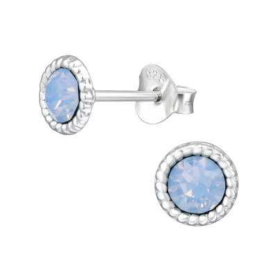 Sterling Silver Round Ear Studs with Genuine European Crystals