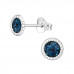 Sterling Silver Round Ear Studs with Genuine European Crystals