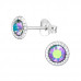 Sterling Silver Round Ear Studs with Genuine European Crystals