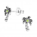 Silver Coconut Tree Ear Studs with Crystal