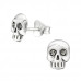 Silver Skull Ear Studs with Crystal