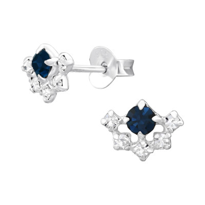 Cluster Sterling Silver Ear Studs with Crystal