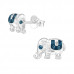 Silver Elephant Ear Studs with Genuine European Crystals 