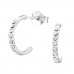 Silver Half Hoop Ear Studs with Crystal