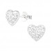 Silver Heart Ear Studs with Crystal