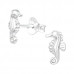 Silver Seahorse Ear Studs with Crystal