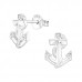 Silver Anchor Ear Studs with Crystal