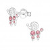 Silver Dangle Ear Studs with Crystal