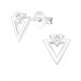 Silver Triangle Ear Studs with Crystal