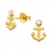 Silver Anchor Ear Studs with Crystal