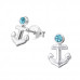 Silver Anchor Ear Studs with Crystal