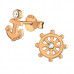 Silver Anchor and Wheel Ear Studs with Crystal