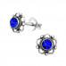 Silver Flower Ear Studs with Crystal