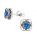 Silver Flower Ear Studs with Genuine European Crystals