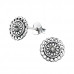 Silver Bali Round Ear Studs with Crystal