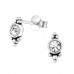 Silver Marquise Ear Studs with Crystal