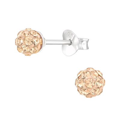 Silver Ball Ear Studs with Genuine European Crystals