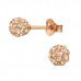 5mm Ball Sterling Silver Rose Gold Plated Ear Studs with 56x Crystal