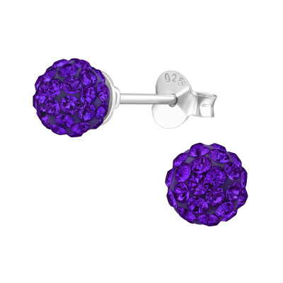 Silver Ball Ear Studs with Genuine European Crystals