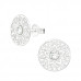 Silver Laser Cut Flower Filigree Ear Studs with Crystal