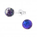 Silver Round Ear Studs with Genuine European Crystals